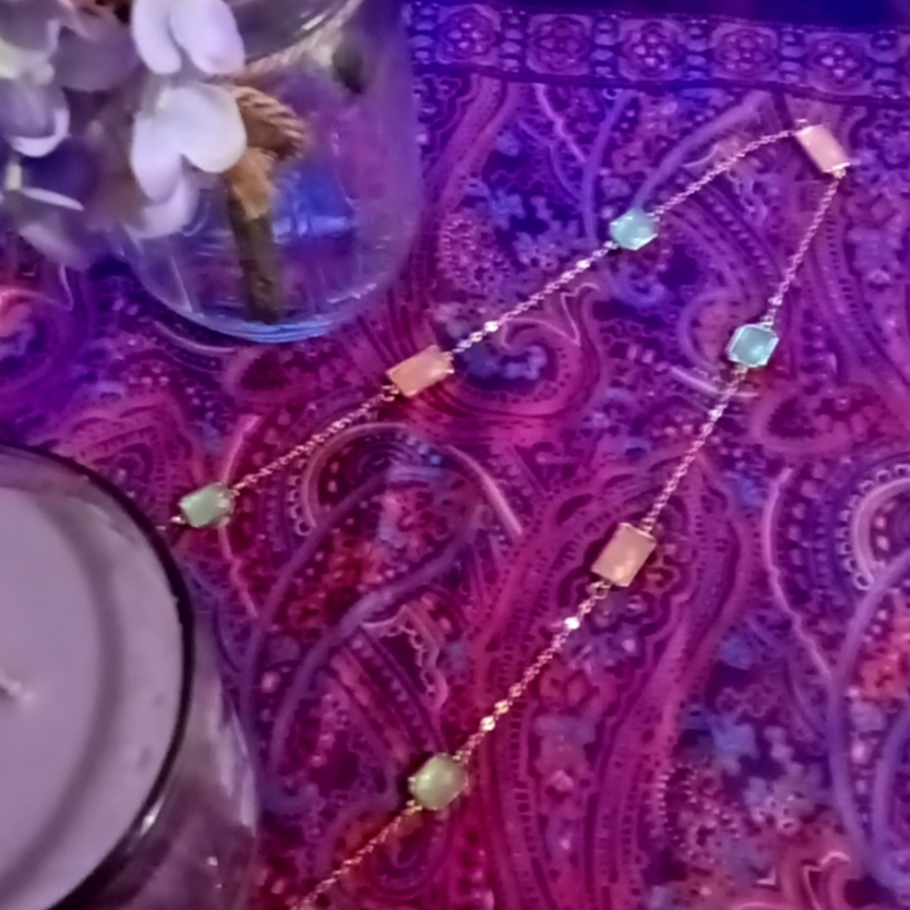 Necklace Pink and Green stones